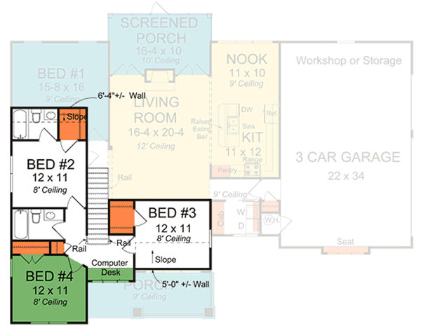 Second Floor Plan for House Plan #242710