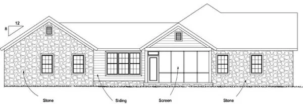 Rear Elevation for House Plan #242430