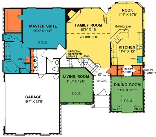 Main Floor Plan for House Plan #244000