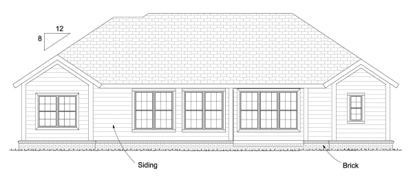 Rear Elevation for House Plan #246234