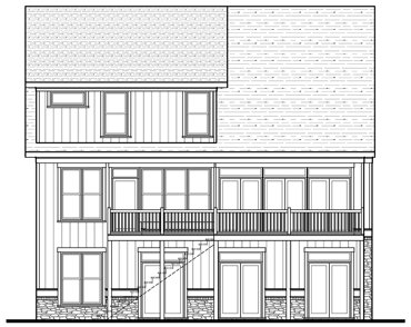 Rear Elevation for House Plan #129442