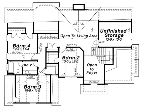Second Floor Plan for House Plan #129822