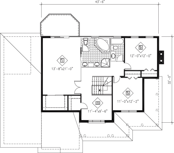 Second Floor Plan for House Plan #171850
