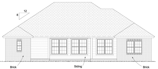 Rear Elevation for House Plan #249234
