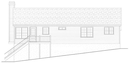 Rear Elevation for House Plan #128021