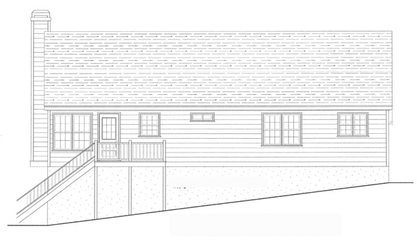 Rear Elevation for House Plan #128821