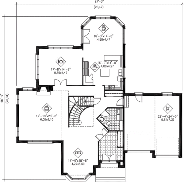 Main Floor Plan for House Plan #173370