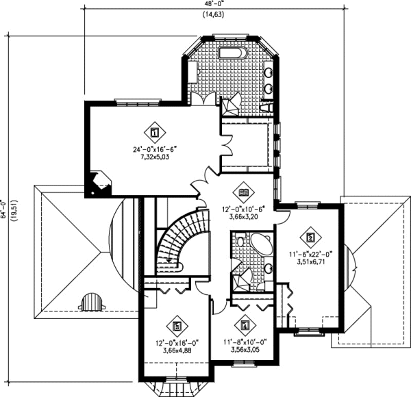 Second Floor Plan for House Plan #173370