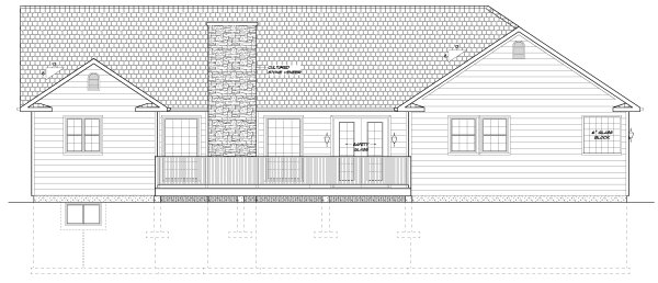 Rear Elevation for House Plan #205318