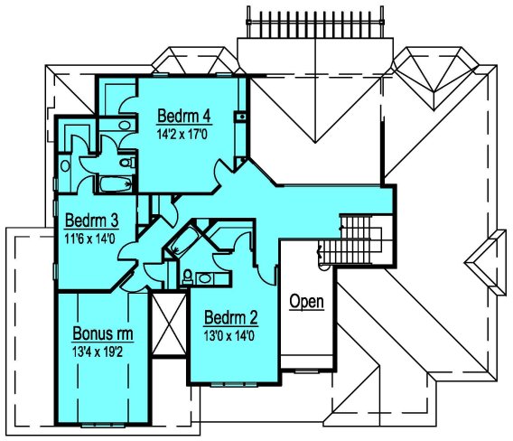 Second Floor Plan for House Plan #573010