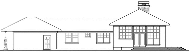 Rear Elevation for House Plan #345105