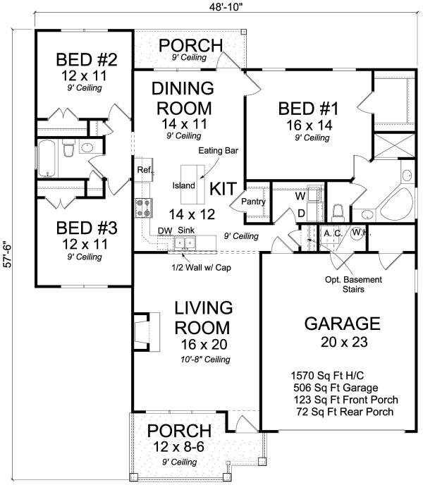 Main Floor Plan for House Plan #240434