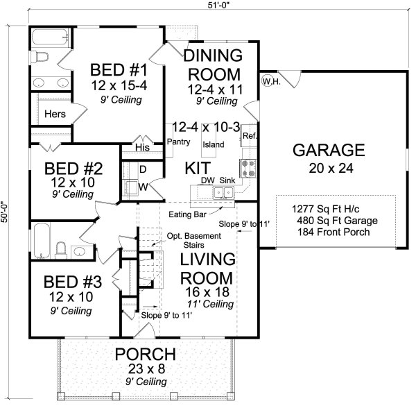Main Floor Plan for House Plan #244434