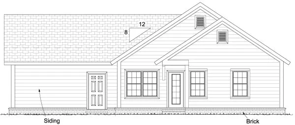 Rear Elevation for House Plan #244434