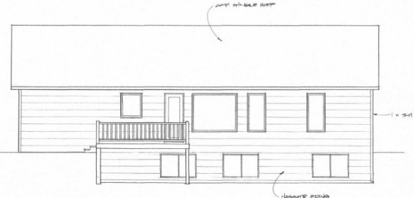 Rear Elevation for House Plan #358511