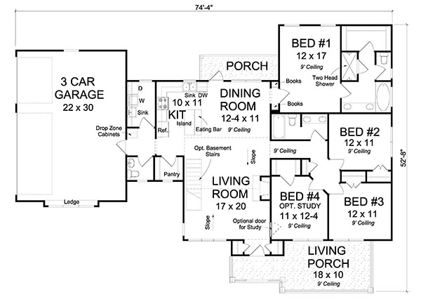 Main Floor Plan for House Plan #240530