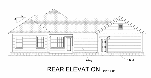 Rear Elevation for House Plan #242530