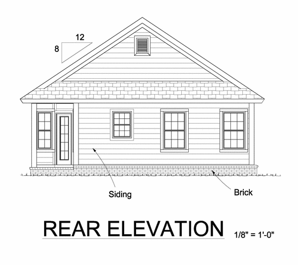 Rear Elevation for House Plan #244530