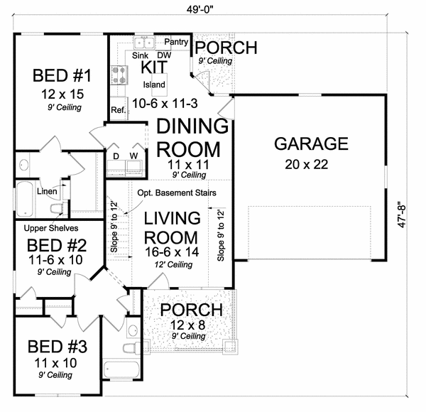 Main Floor Plan for House Plan #245530