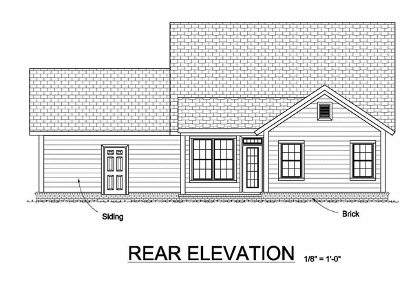 Rear Elevation for House Plan #240630