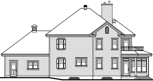 Rear Elevation for House Plan #146183