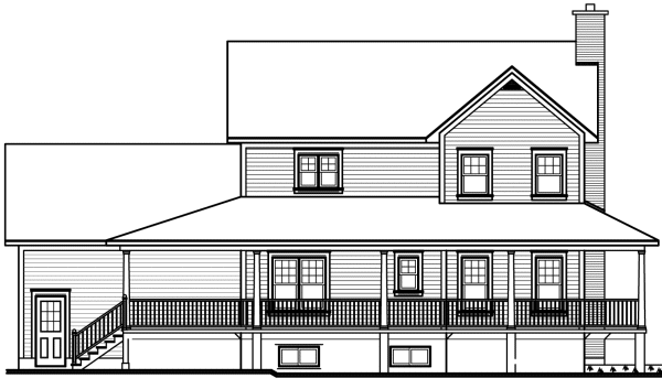 Rear Elevation for House Plan #142183