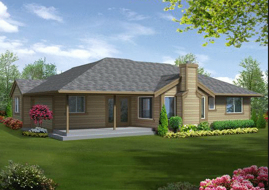 Rear Elevation for House Plan #330121