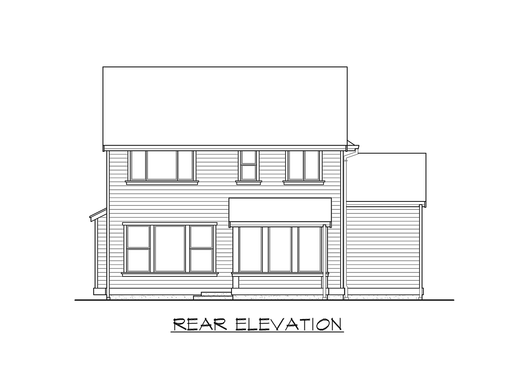 Rear Elevation for House Plan #333191