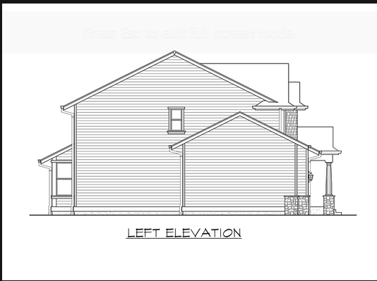 Left Elevation for House Plan #333191