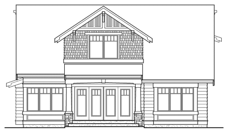 Rear Elevation for House Plan #334881