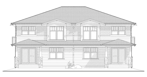 Rear Elevation for House Plan #591009
