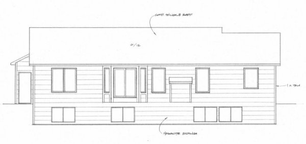 Rear Elevation for House Plan #357141