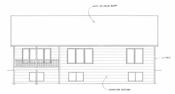 Rear Elevation for House Plan #359841