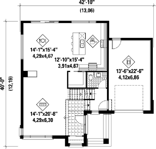 Main Floor Plan for House Plan #173541