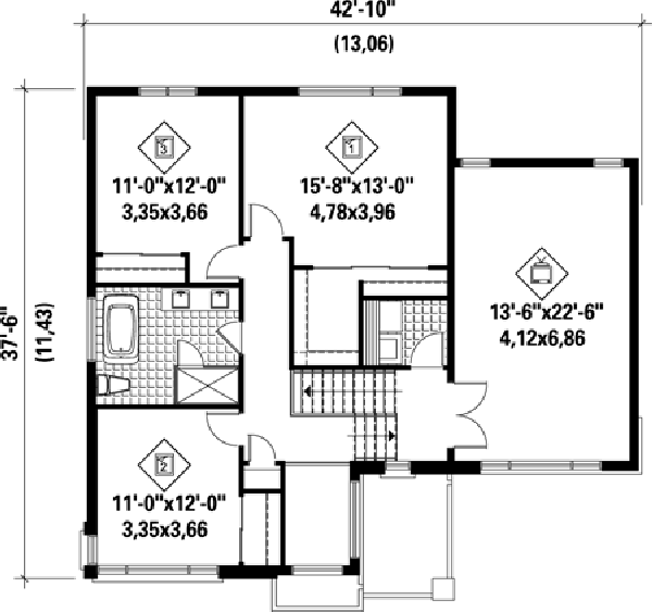 Second Floor Plan for House Plan #173541