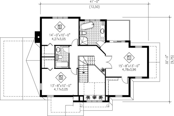 Second Floor Plan for House Plan #171892