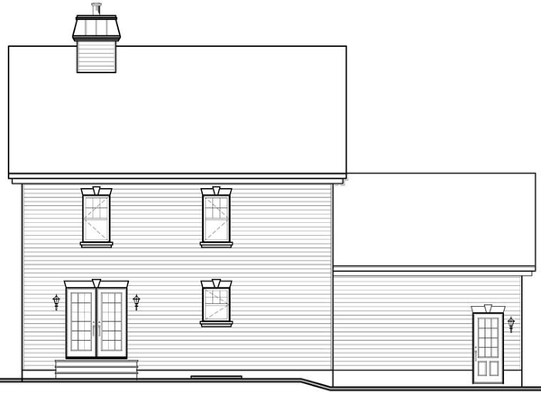 Rear Elevation for House Plan #144286