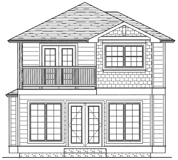 Rear Elevation for House Plan #195073