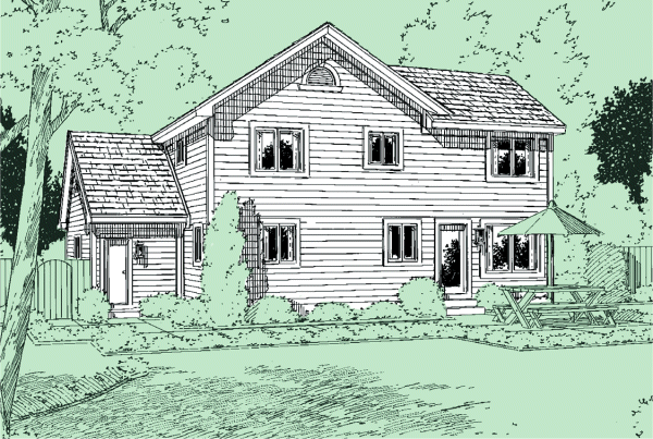 Rear Elevation for House Plan #181642