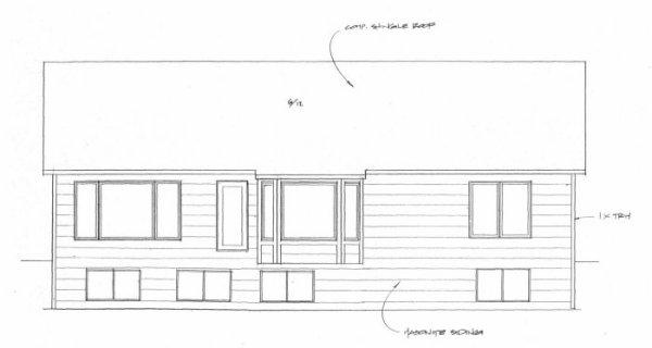 Rear Elevation for House Plan #350461