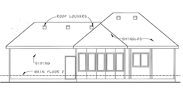 Rear Elevation for House Plan #706851