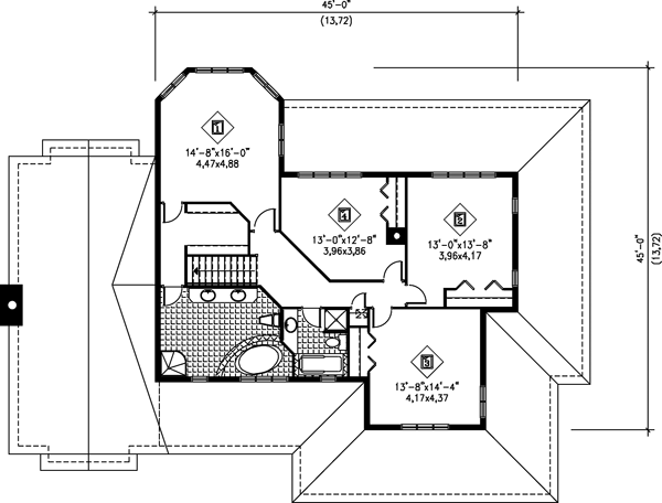 Second Floor Plan for House Plan #179002
