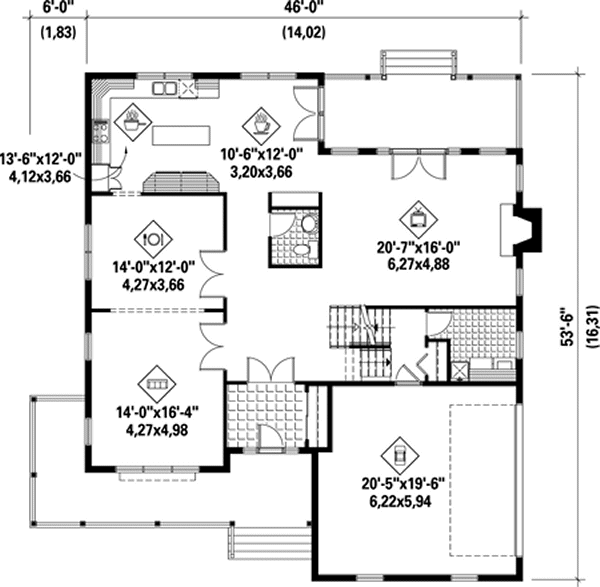Main Floor Plan for House Plan #172522