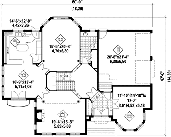 Main Floor Plan for House Plan #175412
