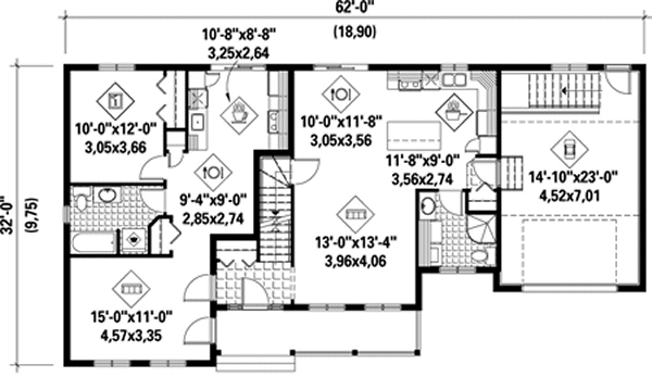 Main Floor Plan for House Plan #179321