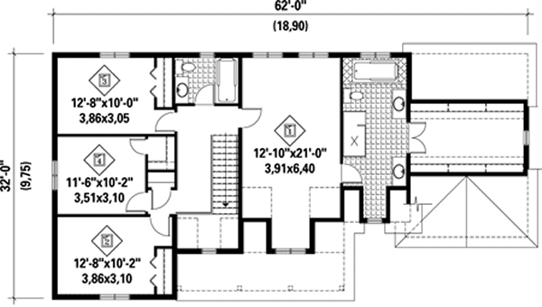 Second Floor Plan for House Plan #179321