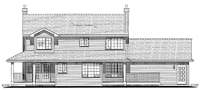 Rear Elevation for House Plan #136159