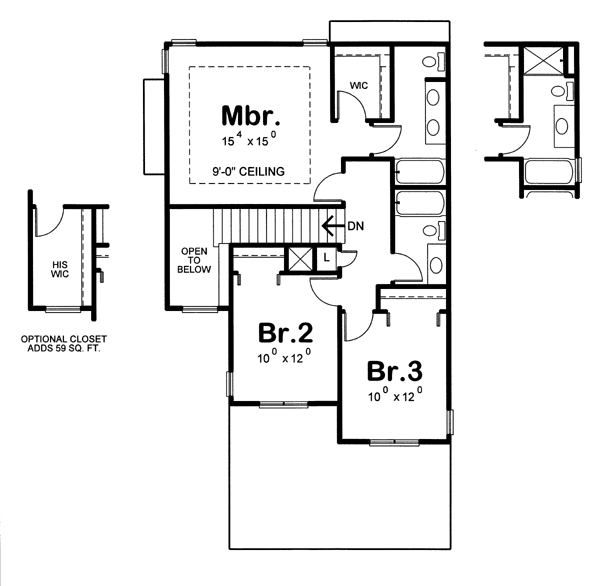 Second Floor Plan for House Plan #154434