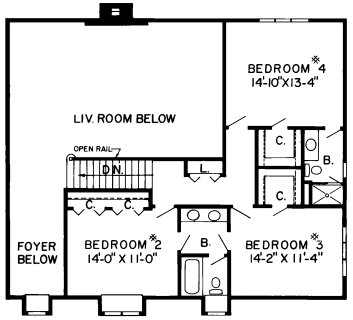 Second Floor Plan for House Plan #184351