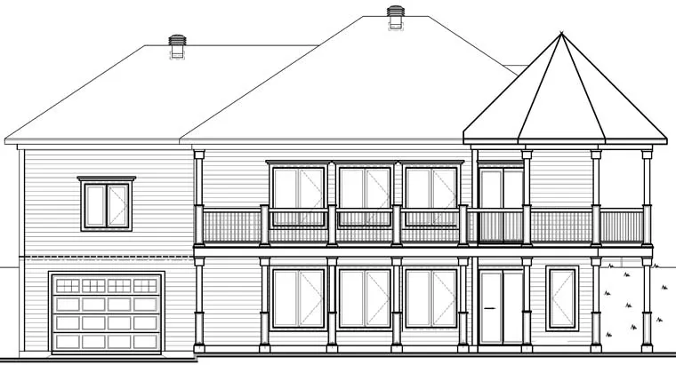 Rear Elevation for House Plan #140393